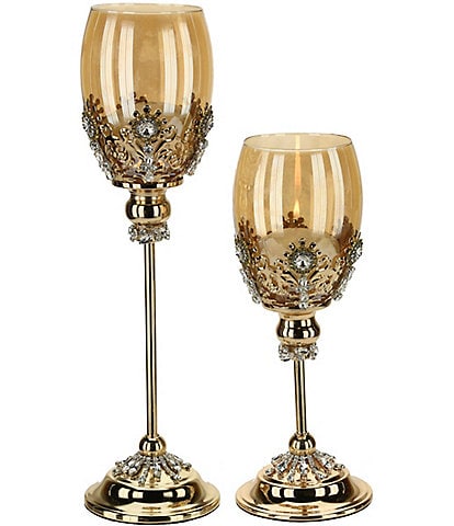 Mark Roberts Jeweled Florentine Pedestal Decor Glasses , Set of 2 - 13#double;-17#double;