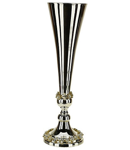 Mark Roberts Jeweled Fluted Silver Vase - 16.5 Inches
