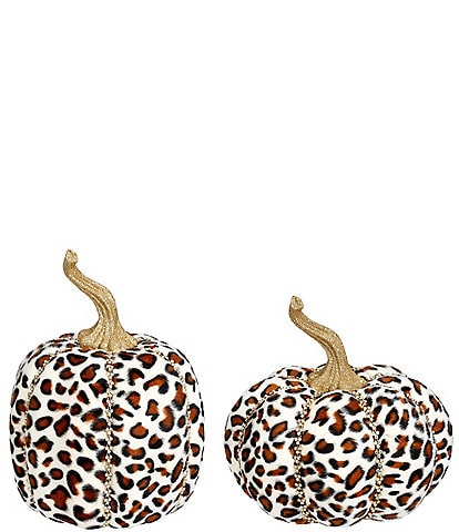 Mark Roberts Jeweled Pumpkin Leopard Print, Set of 2