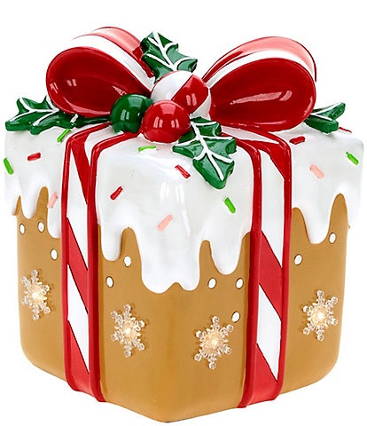 Mark Roberts Lighted Gingerbread Gift Box Figurine