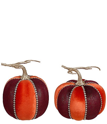 Mark Roberts Orange Purple Pumpkin Figurine Set of 2