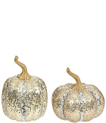 Mark Roberts Sequined Halloween Gold Pumpkin, Set of 2