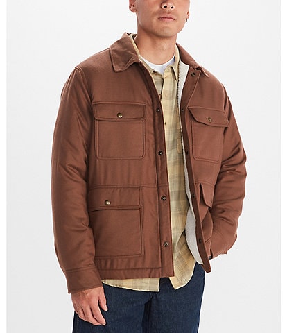 Marmot Ridgefield Solid Faux-Sherpa Flannel Shirt Jacket
