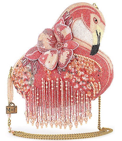 Mary Frances A Leg To Stand On Flamingo Beaded Crossbody Bag