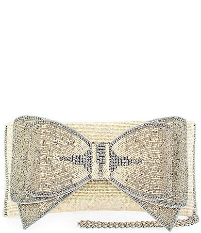 Mary Frances Fancy Bow Beaded Crossbody Clutch
