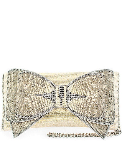 Mary Frances Fancy Bow Beaded Crossbody Clutch