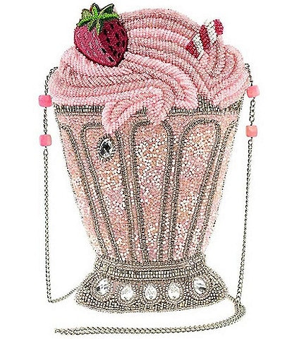Mary Frances Shake It Up Strawberry Milkshake Beaded Crossbody Bag