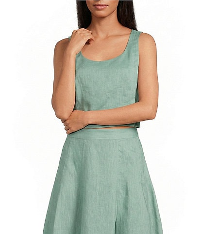 Mason's Daughter Sophia Coordinating Linen Blend Woven Square Neck Sleeveless Top