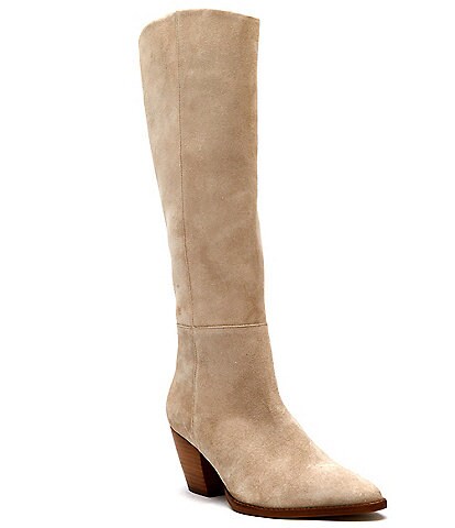 tall suede boots with heel