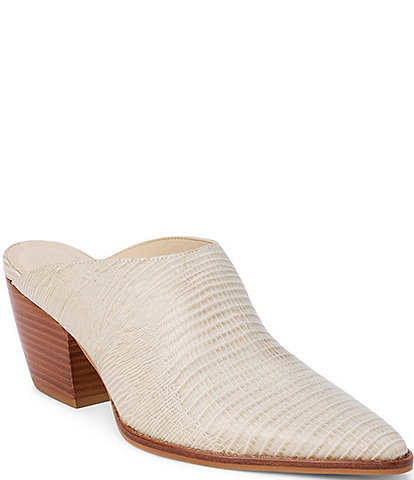 Matisse Cammy Lizard Embossed Leather Pointed Toe Western Mules