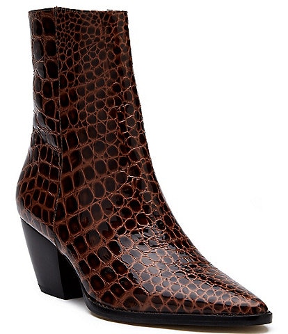 Matisse Caty Crocodile Embossed Leather Western Inspired Booties