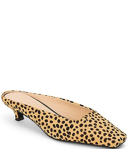 Matisse Classy Cheetah Print Calf Hair Kitten Heel Mules