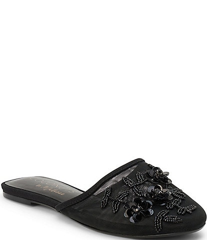Matisse Maven Floral Applique Mesh Flat Mules