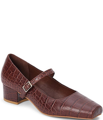 Matisse Mirabelle Croco Embossed Leather Mary Jane Pumps