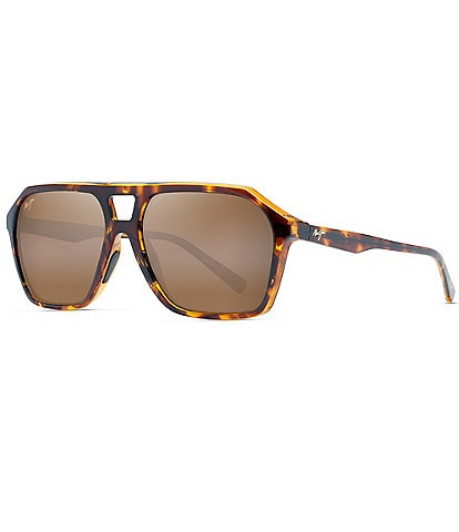 Maui Jim Men's 57mm Wedges Polarized Brown Aviator Sunglasses