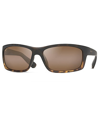 Maui Jim Men's Kanaio Coast PolarizedPlus2® Matte Tortoise Wrap 61mm Sunglasses