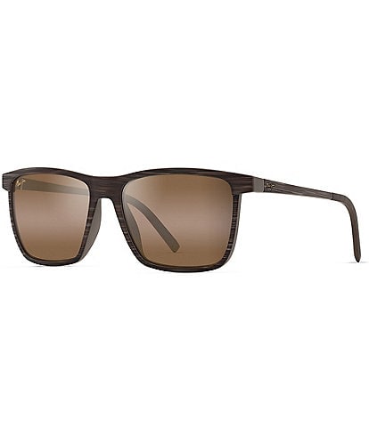 Maui Jim Men's One Way 55mm Rectangular Striped Polarized Sunglasses