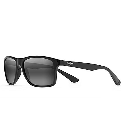 Maui Jim Men's Onshore PolarizedPlus2® Gloss Black Rectangular 58mm Sunglasses