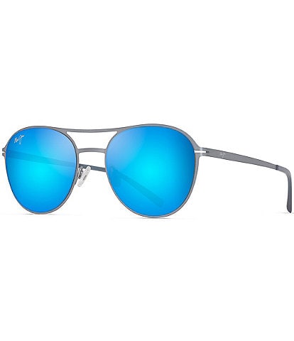 Maui Jim Unisex Half Moon PolarizedPlus2® 52mm Mirrored Round Sunglasses