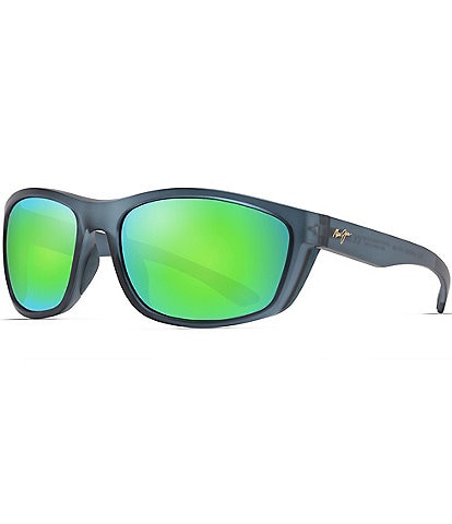 Maui Jim Unisex Nuu Landing PolarizedPlus2® 62mm Wrap Mirrored Sunglasses