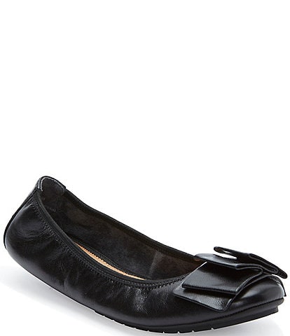 Me Too Lilyana Pleated Bow Detail Leather Ballet Flats