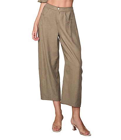 MELLODAY Coordinating Twill Barrel Leg Button Front Pants