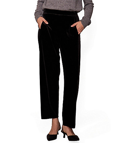 MELLODAY Stretch Velvet Straight Leg Pull-On Pants