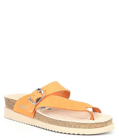 Mephisto Helen Buckle Detail Leather Casual Slide Sandals