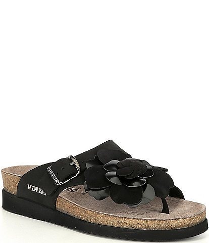 Mephisto Helen Flower Buckle Detail Leather Casual Sandals