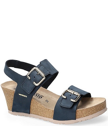 Mephisto Lissandra Leather Ankle Wrap Wedges