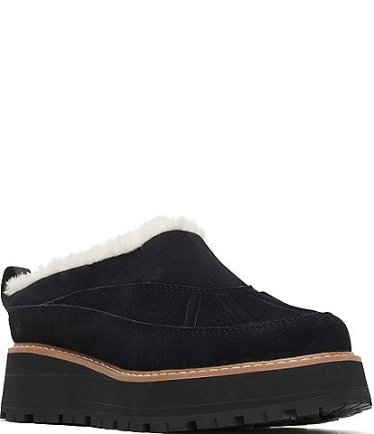 Merrell Women's Cozy Suede Faux Fur Lined Platform Clogs