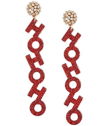 Merry & Bright Acrylic Resin Ho, Ho, Ho Drop Earrings