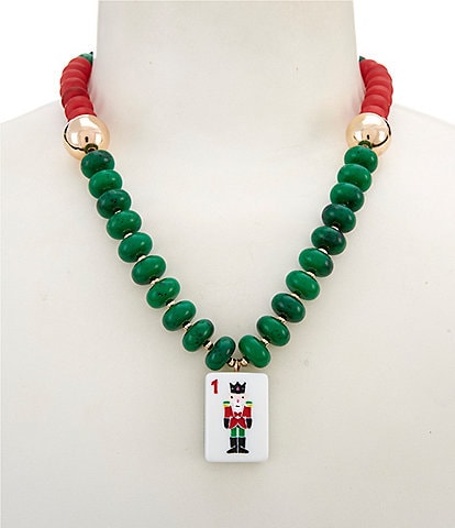 Merry & Bright Beaded Mahjong Resin Statement Collar Necklace