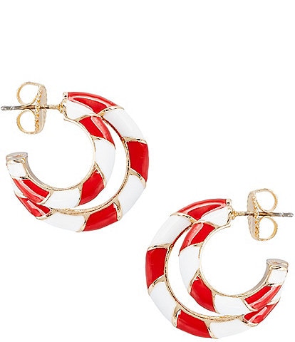 Merry & Bright Candy Cane Double Row Hoop Earrings