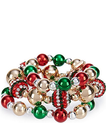 Merry & Bright Christmas Ball Stretch Bracelet Set