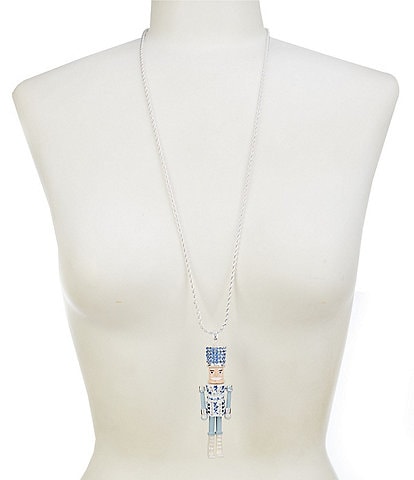 Merry & Bright Christmas Chinoiserie 3D Nutcracker Long Pendant Necklace