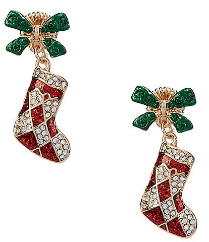 Merry & Bright Christmas Stocking Drop Earrings
