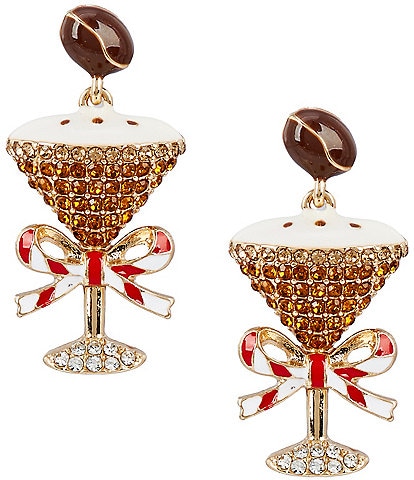Merry & Bright Coffee Bean Stud Martini Drop Earrings