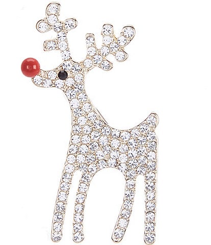 Merry & Bright Crystal Reindeer Pin