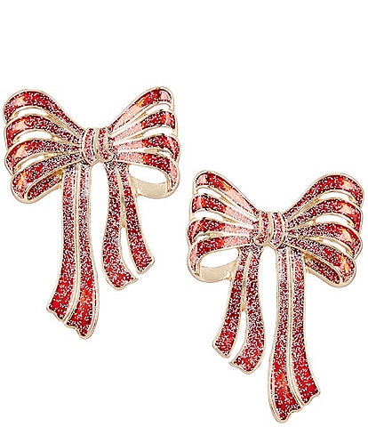 Merry & Bright Enamel Bow Drop Earrings