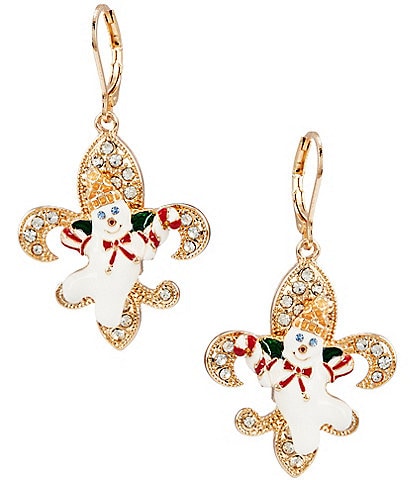 Merry & Bright Fleur De Lis Mr. Bingle Drop Earrings