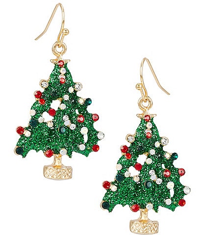 Merry & Bright Glitter Christmas Tree Drop Earrings