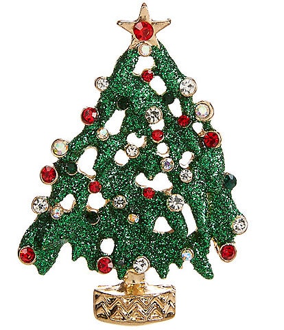 Merry & Bright Glitter Holiday Tree Pin