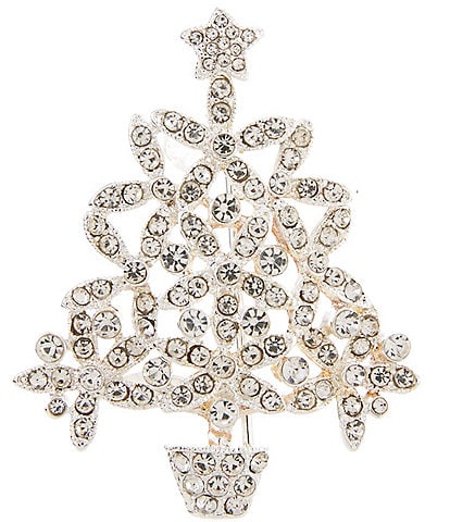 Merry & Bright Glitzy Crystal Christmas Tree Pin