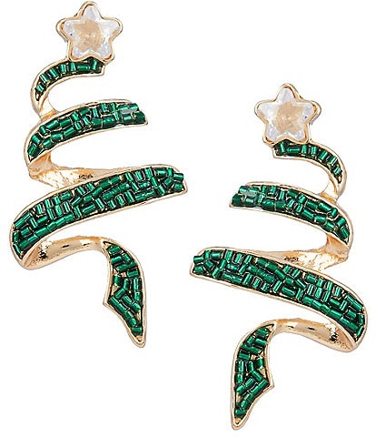 Merry & Bright Holiday Abstract Glitter Tree Drop Earrings
