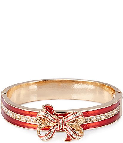 Merry & Bright Holiday Bow Hinge Bangle Bracelet