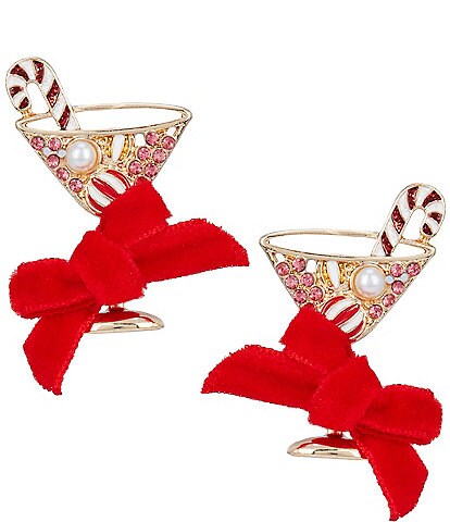 Merry & Bright Holiday Candy Cane Martini Drop Earrings
