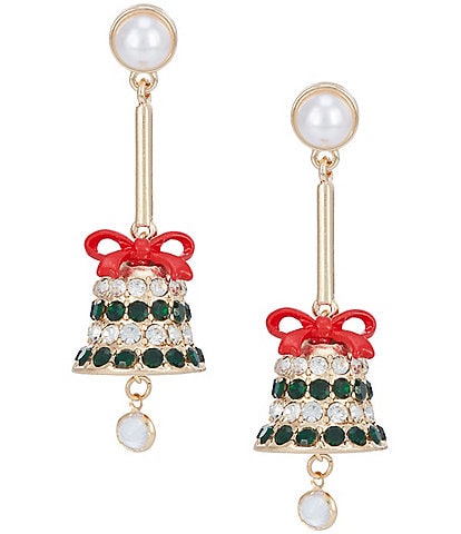 Merry & Bright Holiday Embellished Bell Drop Earrings