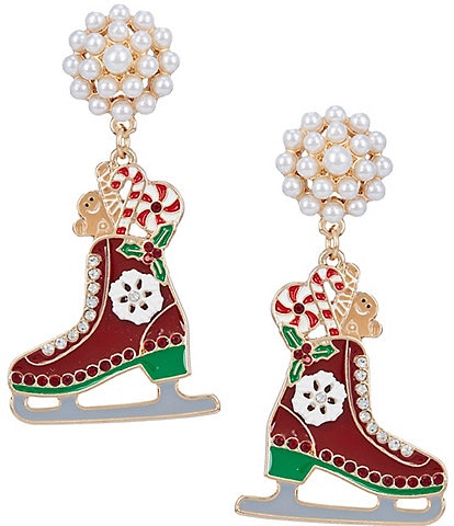 Merry & Bright Holiday Ice Skate Drop Earrings