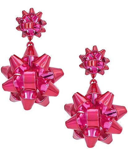 Merry & Bright Holiday Metallic Bow Drop Earrings